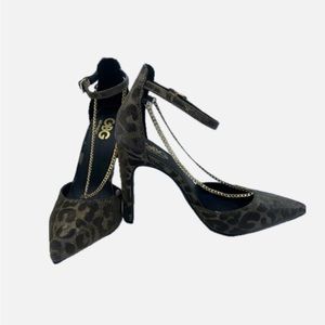 GBG Los Angeles Leopard Print Chain Heels